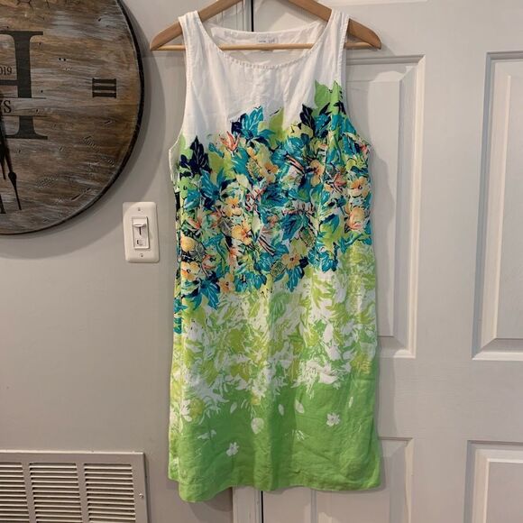 J. Jill Love Linen Floral Print Sheath Dress sz MP - Picture 1 of 3